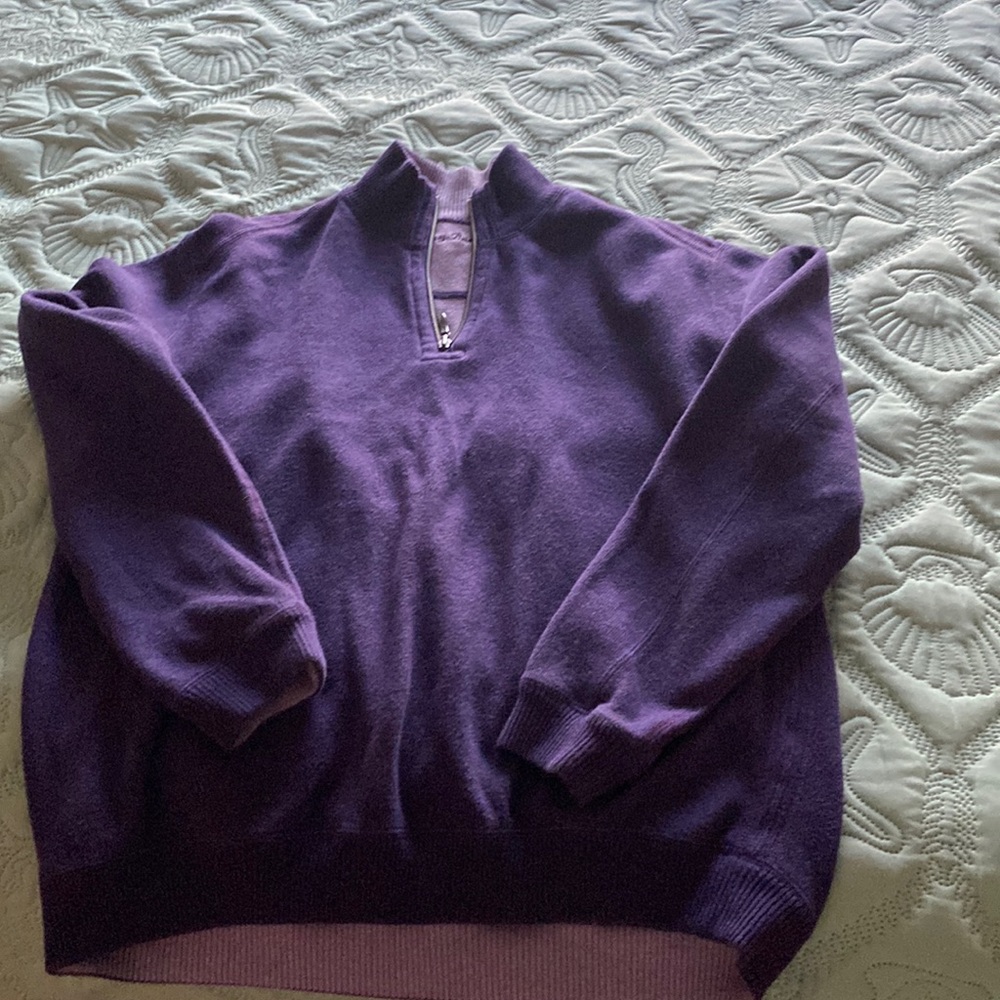 Tommy Bahama Mens quarter zip sweater, purple, large